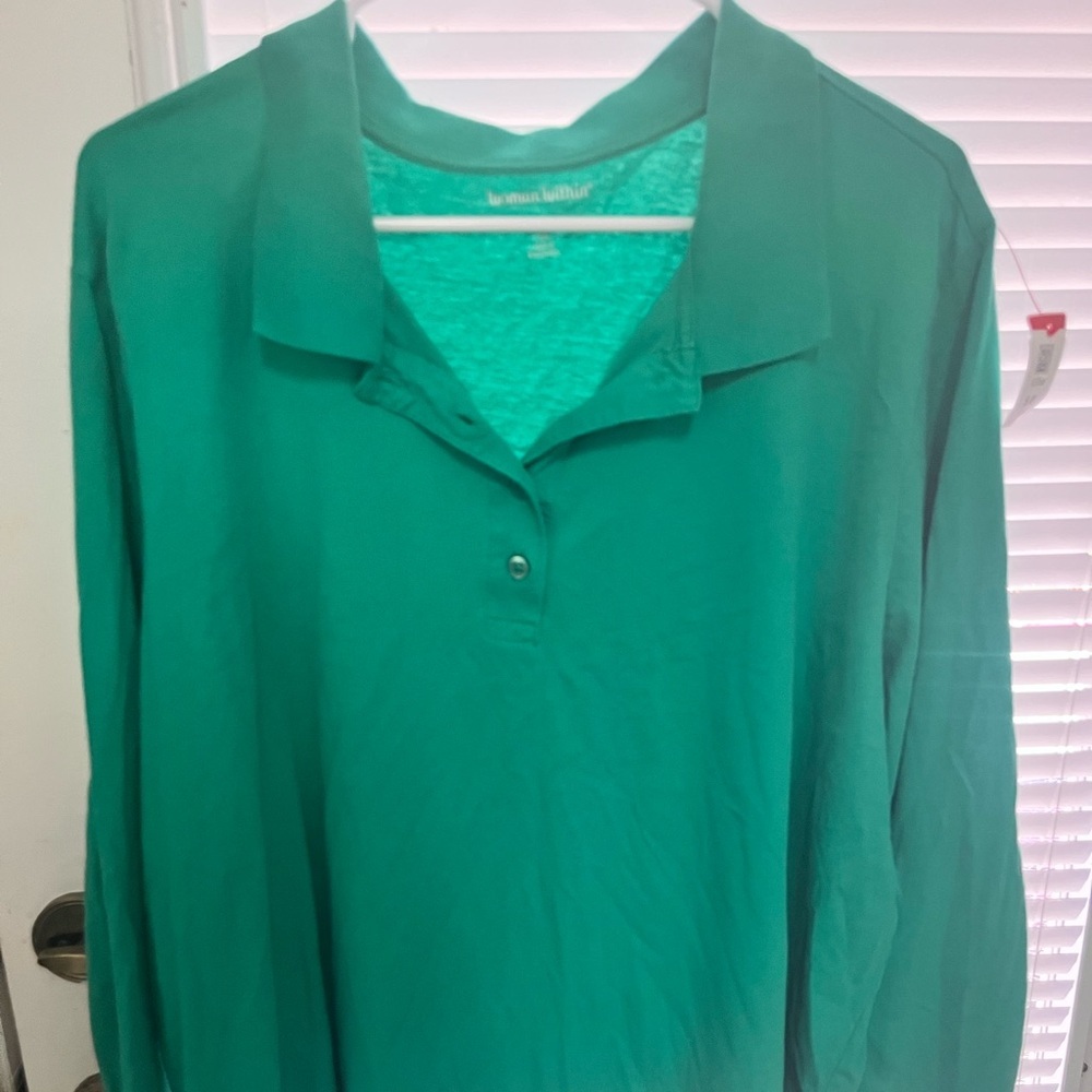 🔴 CLEARANCES LAST CALL Woman Within Teal Button-Down‎ Shirt